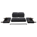 Bowen II Track Arm Sofa, Loveseat & Chair - Grid-Tufted Steel Grey Fabric Living Room Sets – view 15