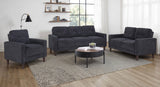 Bowen II Track Arm Sofa, Loveseat & Chair - Grid-Tufted Steel Grey Fabric Living Room Sets – view 18