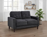 Bowen II Track Arm Sofa, Loveseat & Chair - Grid-Tufted Steel Grey Fabric Living Room Sets – view 2