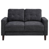 Bowen II Track Arm Sofa, Loveseat & Chair - Grid-Tufted Steel Grey Fabric Living Room Sets – view 19
