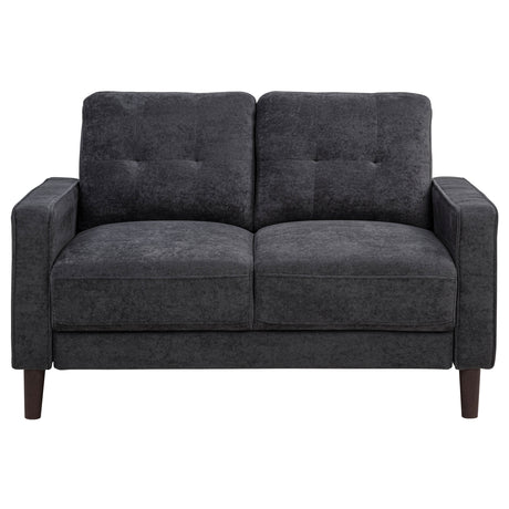 Bowen II Track Arm Sofa, Loveseat & Chair - Grid-Tufted Steel Grey Fabric Living Room Sets – view 19