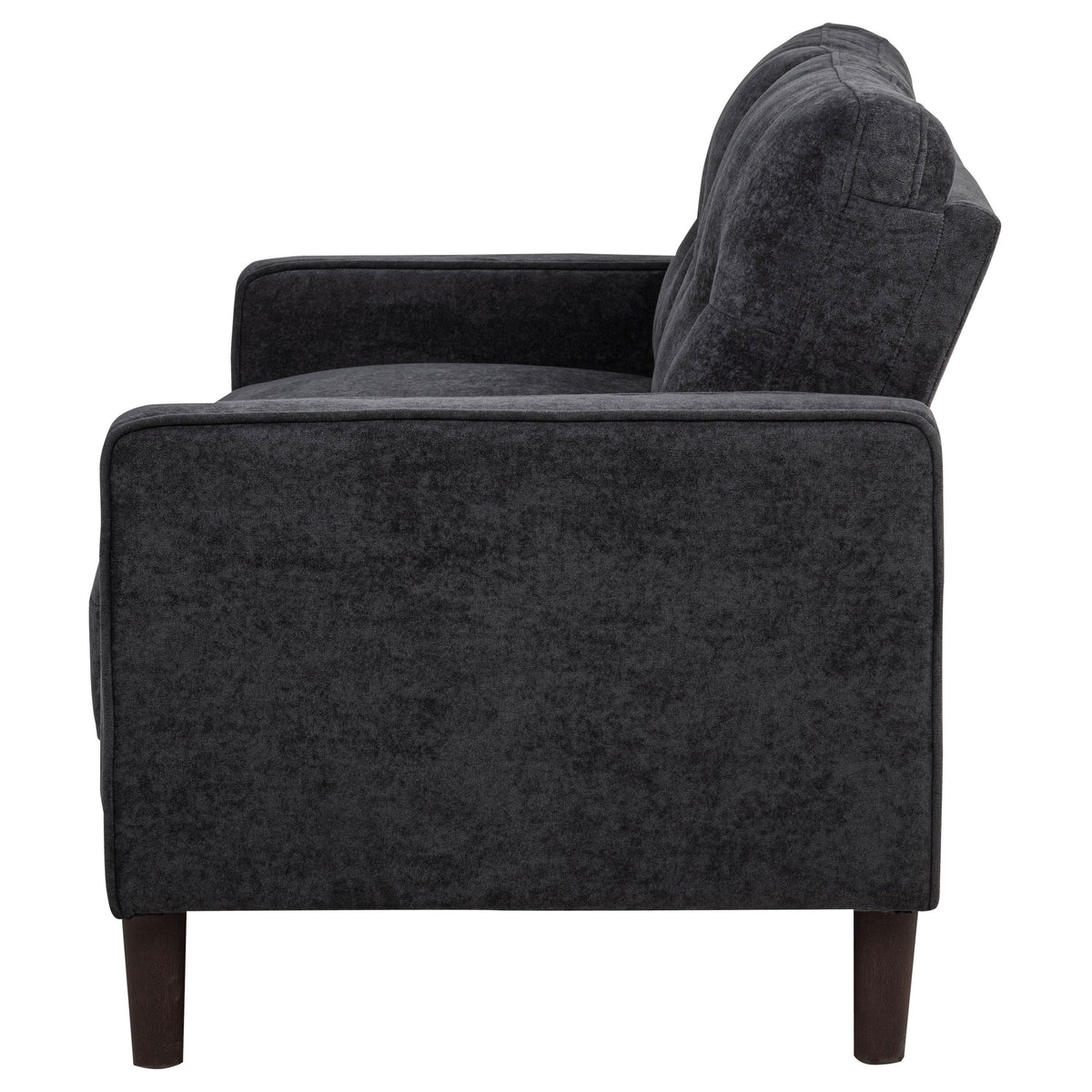 Bowen II Track Arm Sofa, Loveseat & Chair - Grid-Tufted Steel Grey Fabric Living Room Sets