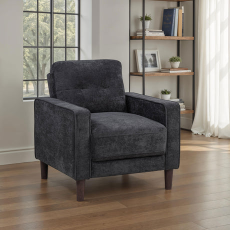 Bowen II Track Arm Sofa, Loveseat & Chair - Grid-Tufted Steel Grey Fabric Living Room Sets - lifestyle