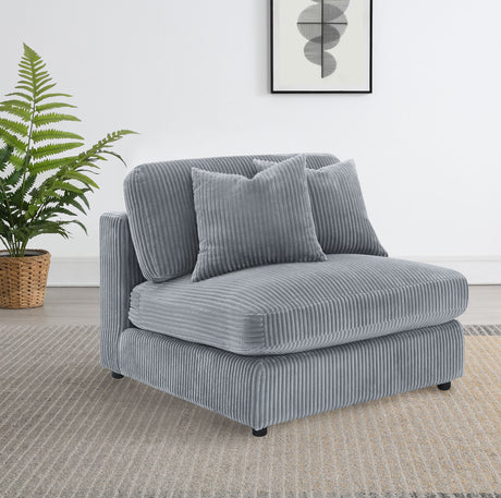 Blaine Reversible Chaise Sectional & Armless Chair - Fog Wide-Wale Corduroy, Modular Living Room Seating - lifestyle