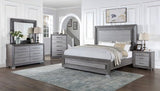 Raiden Queen Bedroom Set with Integrated LED Lighting and USB Charging - Transitional & Brushed Gray Finish