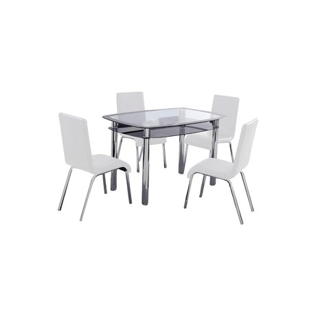 Bailee 5-Piece Contemporary Glass & Faux Leather Dinette Set