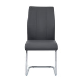 Upholstered Contemporary Faux Leather Side Chairs Grey - detail view