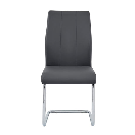 Upholstered Contemporary Faux Leather Side Chairs Grey - detail view