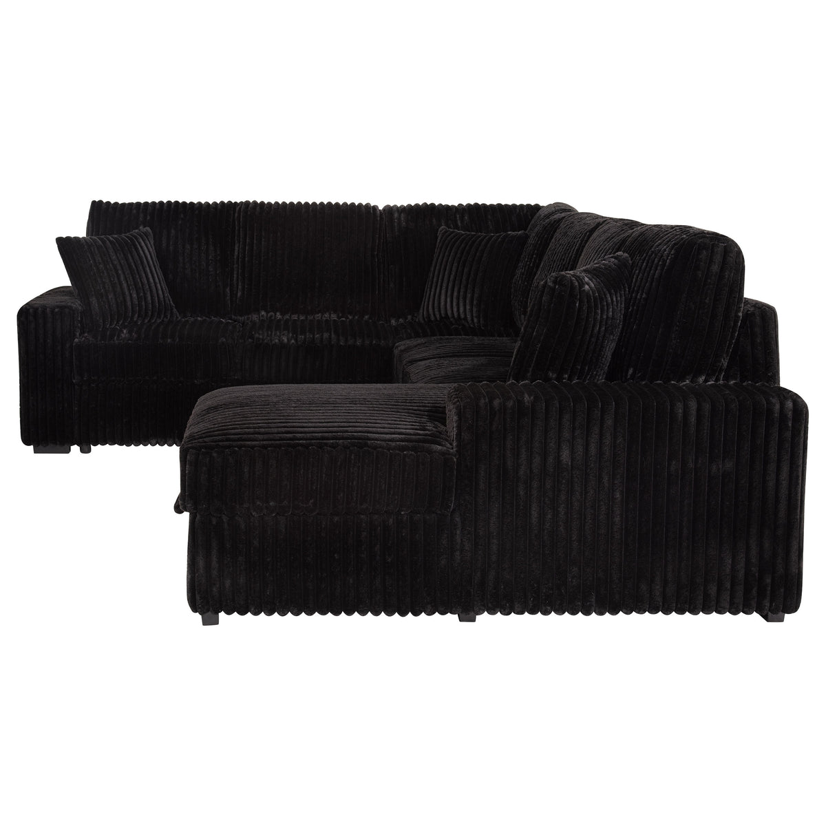 Devonshire Sleeper Sectional with Pop-Up Bed & Storage Chaise - Black Corduroy – view 9