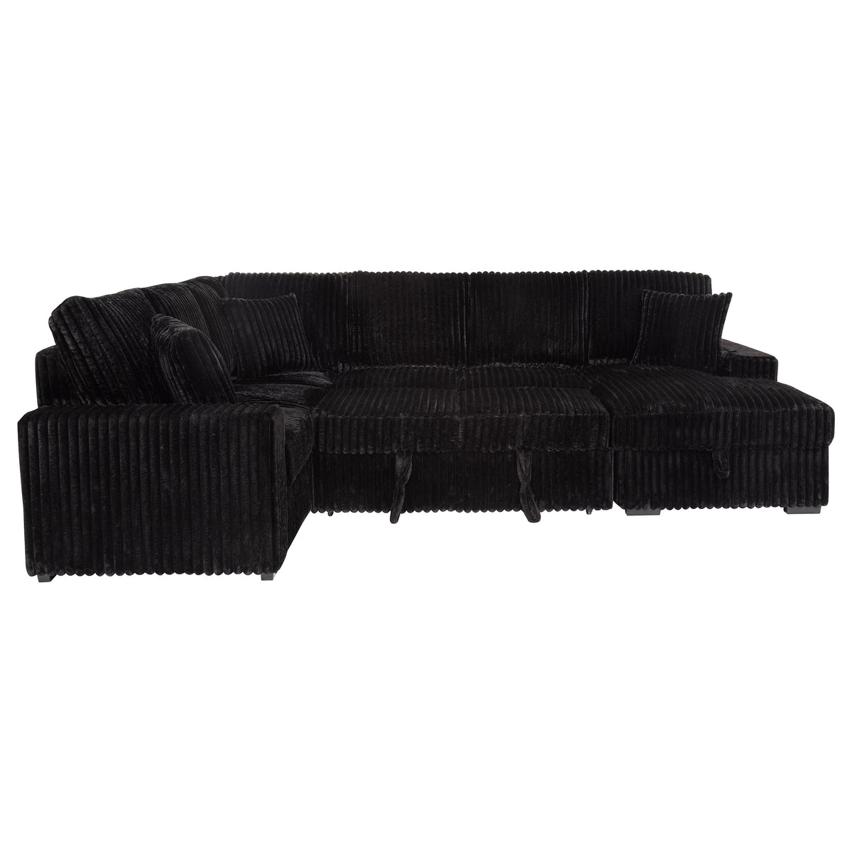 Devonshire Sleeper Sectional with Pop-Up Bed & Storage Chaise - Black Corduroy – view 14