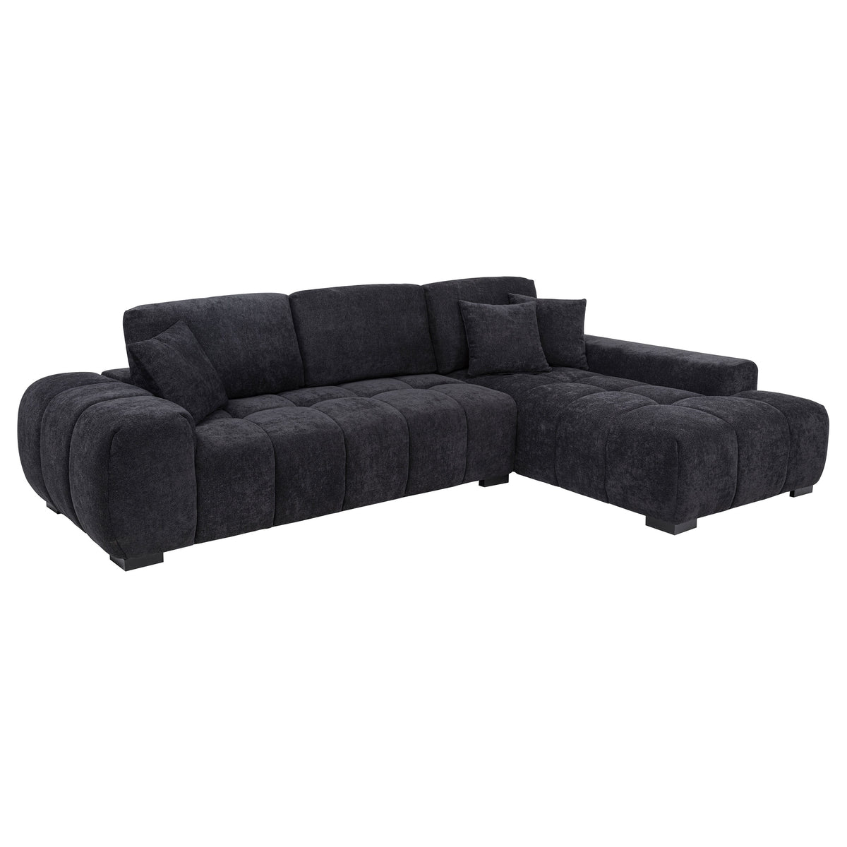 Octavia Channel-Tufted Sectional, Accent Chair & Ottoman - 2-Piece Chaise Sectional