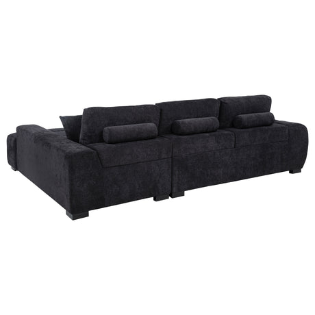 Octavia Channel-Tufted Sectional, Accent Chair & Ottoman - Sculptural Black Fabric – view 8