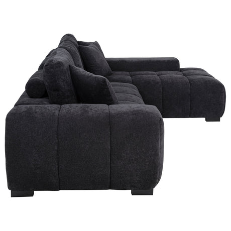 Octavia Channel-Tufted Sectional, Accent Chair & Ottoman - Sculptural Black Fabric – view 10