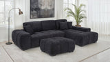 Octavia Channel-Tufted Sectional, Accent Chair & Ottoman - Sculptural Black Fabric – view 13