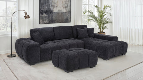 Octavia Channel-Tufted Sectional, Accent Chair & Ottoman - Sculptural Black Fabric – view 13