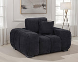 Octavia Channel-Tufted Sectional, Accent Chair & Ottoman - Sculptural Black Fabric – view 2