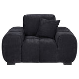 Octavia Channel-Tufted Sectional, Accent Chair & Ottoman - Sculptural Black Fabric – view 14