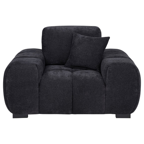 Octavia Channel-Tufted Sectional, Accent Chair & Ottoman - Sculptural Black Fabric – view 14