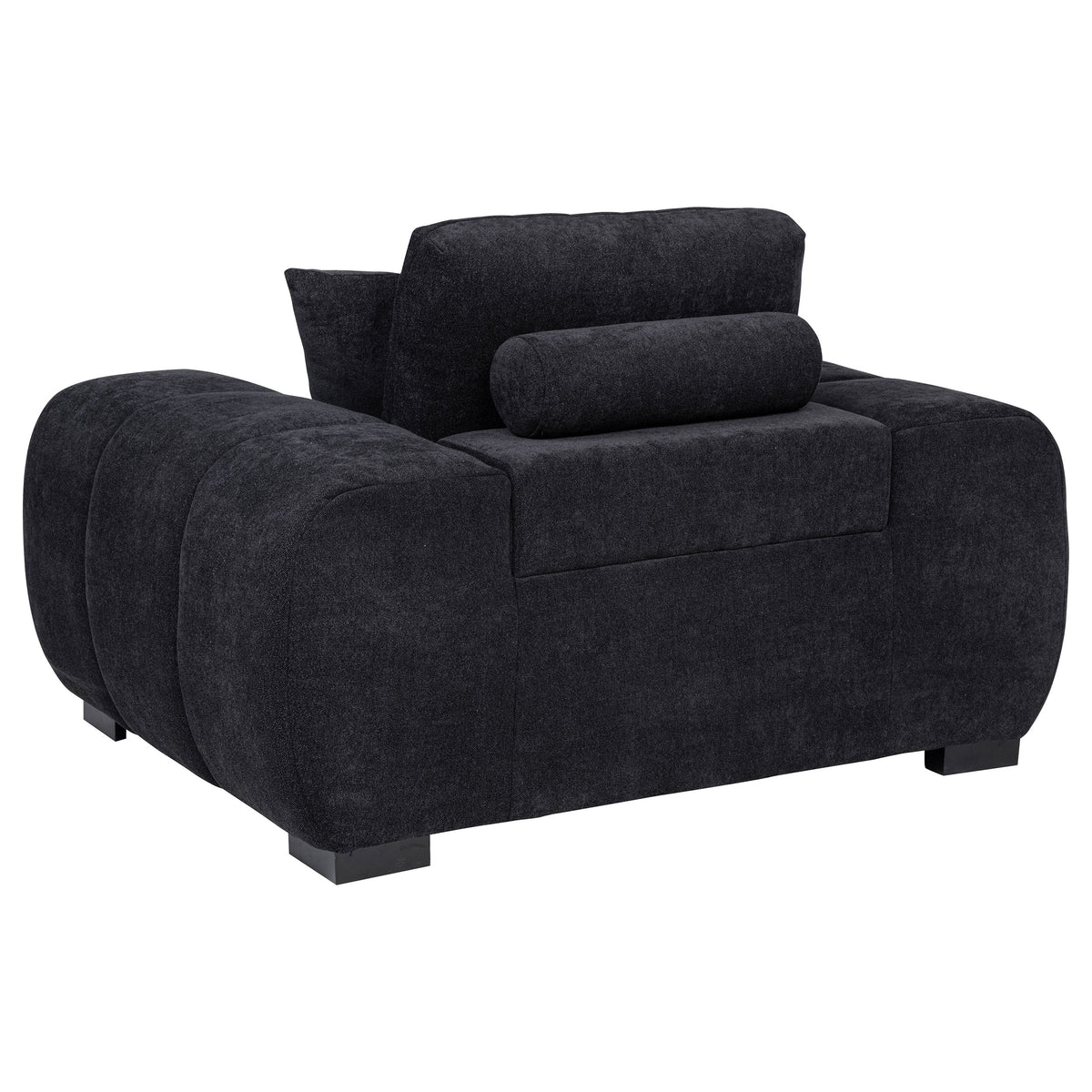Octavia Channel-Tufted Sectional, Accent Chair & Ottoman - Sculptural Black Fabric – view 15