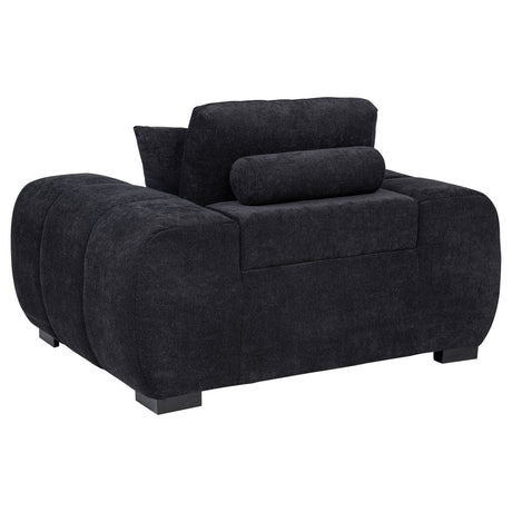Octavia Channel-Tufted Sectional, Accent Chair & Ottoman - Sculptural Black Fabric – view 15