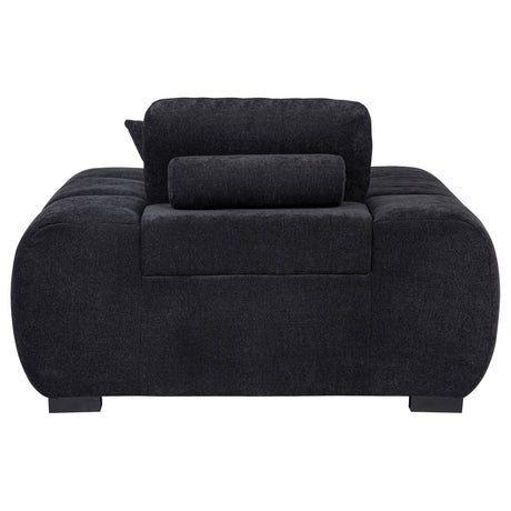 Octavia Channel-Tufted Sectional, Accent Chair & Ottoman - Sculptural Black Fabric – view 16