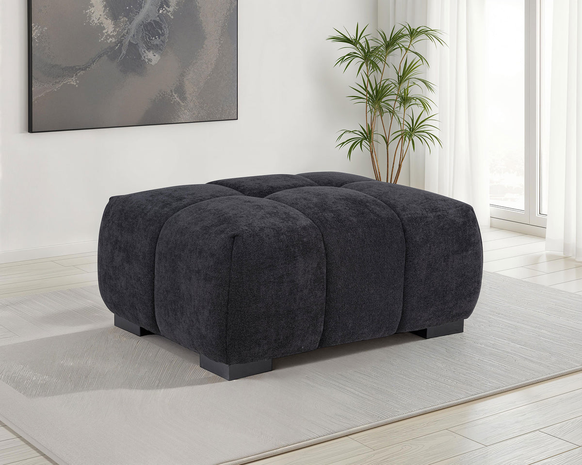 Octavia Channel-Tufted Sectional, Accent Chair & Ottoman - Sculptural Black Fabric – view 3