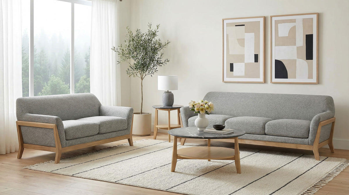 Vaughn Flared Arm Sofa, Loveseat & Accent Chair - 2pcs- Sofa + Loveseat