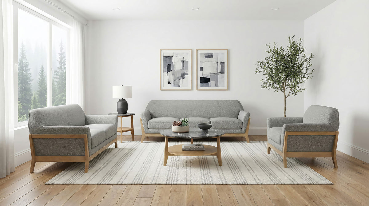 Vaughn Flared Arm Sofa, Loveseat & Accent Chair - 3pcs- Sofa + Loveseat + Accent Chair