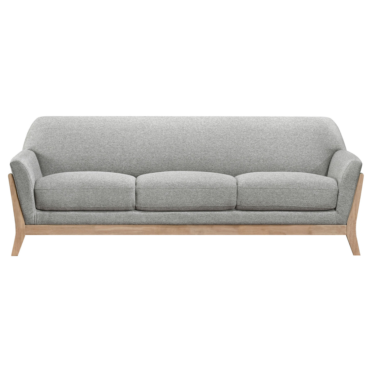 Vaughn Flared Arm Sofa, Loveseat & Accent Chair - Mid-Century Grey Fabric with Blonde Wood Frame – view 7