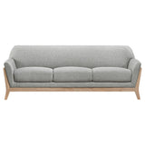Vaughn Flared Arm Sofa, Loveseat & Accent Chair - Mid-Century Grey Fabric with Blonde Wood Frame – view 7