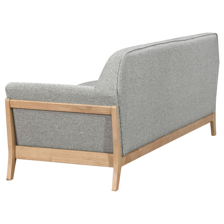 Vaughn Flared Arm Sofa, Loveseat & Accent Chair - Mid-Century Grey Fabric with Blonde Wood Frame – view 9
