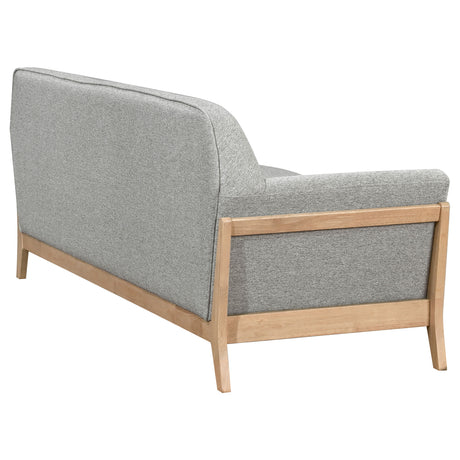 Vaughn Flared Arm Sofa, Loveseat & Accent Chair - Mid-Century Grey Fabric with Blonde Wood Frame – view 11