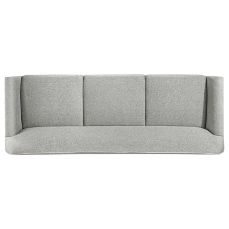 Vaughn Flared Arm Sofa, Loveseat & Accent Chair - Mid-Century Grey Fabric with Blonde Wood Frame – view 12