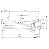 Vaughn Flared Arm Sofa, Loveseat & Accent Chair - Mid-Century Grey Fabric with Blonde Wood Frame – view 14