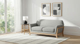 Vaughn Flared Arm Sofa, Loveseat & Accent Chair - Mid-Century Grey Fabric with Blonde Wood Frame – view 16
