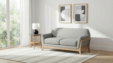 Vaughn Flared Arm Sofa, Loveseat & Accent Chair - Mid-Century Grey Fabric with Blonde Wood Frame – view 16