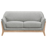 Vaughn Flared Arm Sofa, Loveseat & Accent Chair - Mid-Century Grey Fabric with Blonde Wood Frame – view 17