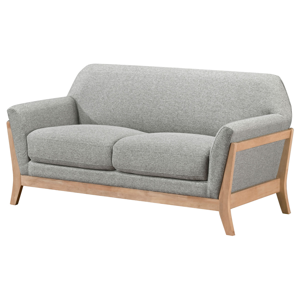 Vaughn Flared Arm Sofa, Loveseat & Accent Chair - Mid-Century Grey Fabric with Blonde Wood Frame – view 18