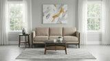 Islington Panel Arm Sofa, Loveseat & Accent Chair - Taupe Fabric on Coffee Wood Frame, Living Room Sets – view 1