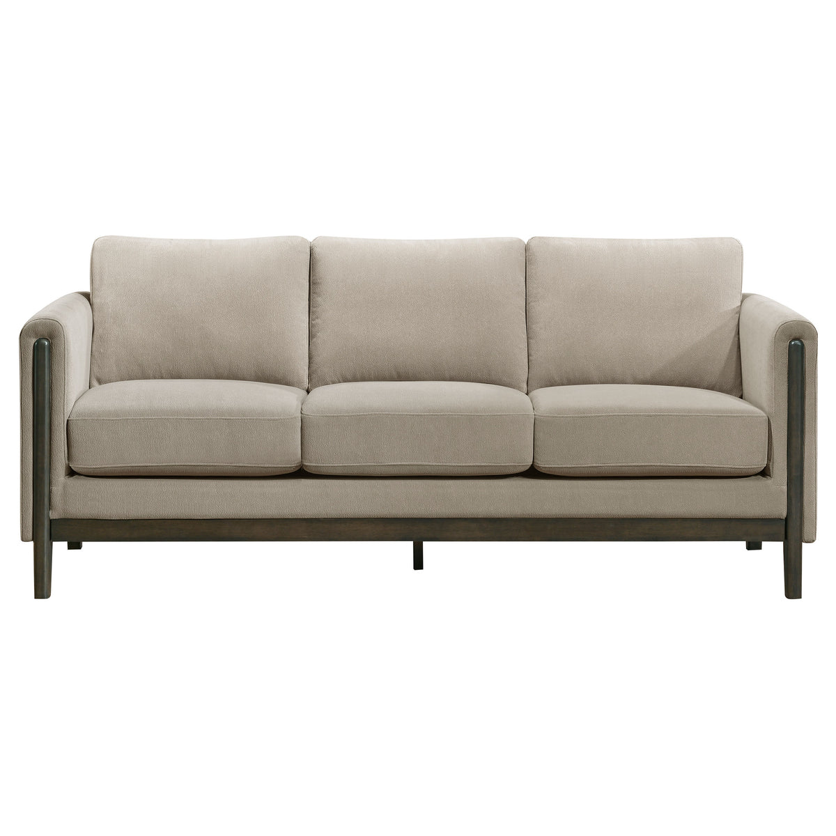 Islington Panel Arm Sofa, Loveseat & Accent Chair - Taupe Fabric on Coffee Wood Frame, Living Room Sets – view 9