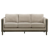 Islington Panel Arm Sofa, Loveseat & Accent Chair - Taupe Fabric on Coffee Wood Frame, Living Room Sets – view 9