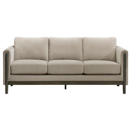 Islington Panel Arm Sofa, Loveseat & Accent Chair - Taupe Fabric on Coffee Wood Frame, Living Room Sets – view 9