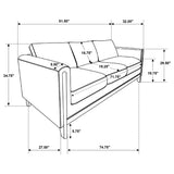 Islington Panel Arm Sofa, Loveseat & Accent Chair - Taupe Fabric on Coffee Wood Frame, Living Room Sets – view 14