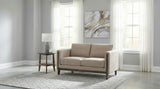 Islington Panel Arm Sofa, Loveseat & Accent Chair - Taupe Fabric on Coffee Wood Frame, Living Room Sets – view 2