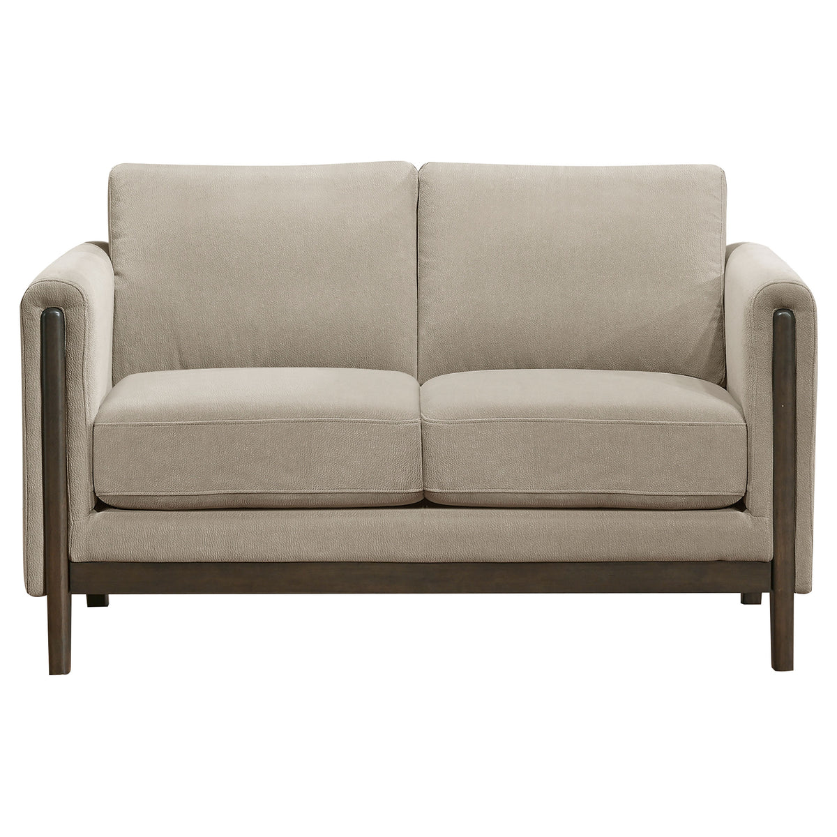 Islington Panel Arm Sofa, Loveseat & Accent Chair - Taupe Fabric on Coffee Wood Frame, Living Room Sets – view 16