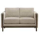 Islington Panel Arm Sofa, Loveseat & Accent Chair - Taupe Fabric on Coffee Wood Frame, Living Room Sets – view 16