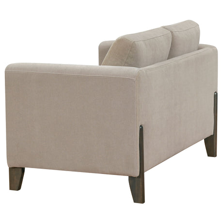Islington Panel Arm Sofa, Loveseat & Accent Chair - Taupe Fabric on Coffee Wood Frame, Living Room Sets – view 17