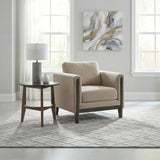 Islington Panel Arm Sofa, Loveseat & Accent Chair - Taupe Fabric on Coffee Wood Frame, Living Room Sets - lifestyle