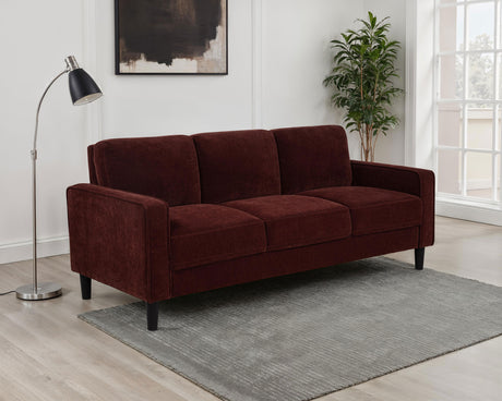 Ruth Track Arm Sofa, Loveseat & Chair - Rust Fabric Living Room Sets with Angled Legs – view 1