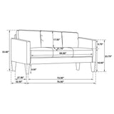 Ruth Track Arm Sofa, Loveseat & Chair - Rust Fabric Living Room Sets with Angled Legs – view 14